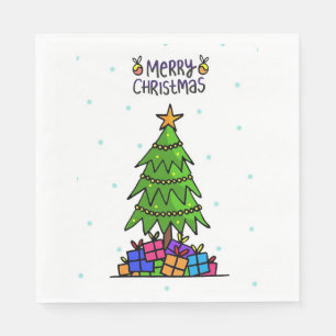 Merry Christmas, Tree with Gifts Paper Napkins