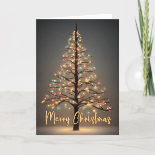 Merry Christmas tree with lights Foldable Card