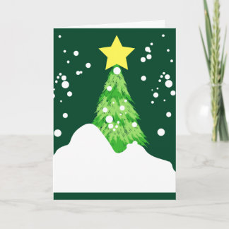 Merry Christmas Tree with Snow Holiday Card