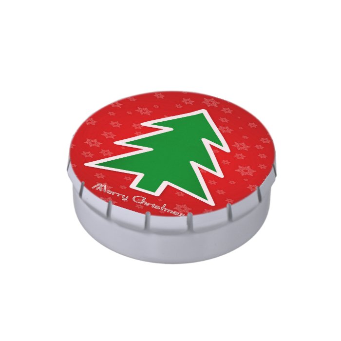Merry Christmas Tree With Snowflake Background Jelly Belly Candy Tins