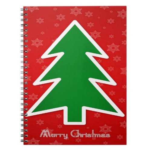 Merry Christmas Tree With Snowflake Notebook