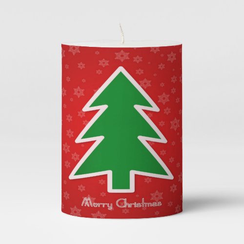 Merry Christmas Tree With Snowflake Pillar Candle