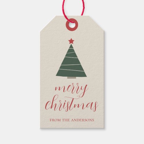 Merry Christmas Tree with Star Personalized Gift Tags
