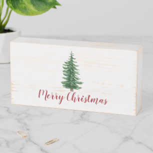 Merry Christmas Tree Wood Box Sign