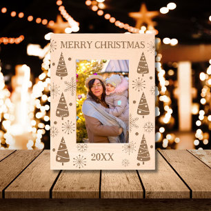 Merry Christmas Trees and Snowflakes Engraved Frames