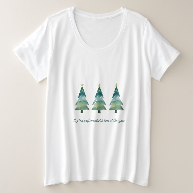 Merry Christmas Tree's and Star's T-Shirt (Design Front)