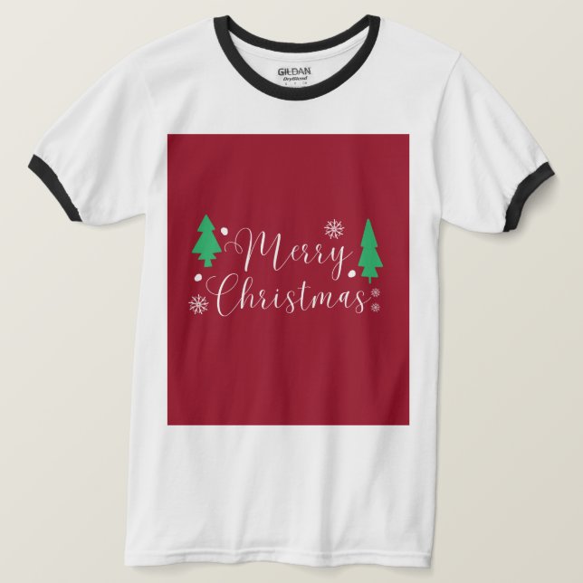 Merry Christmas Tree's and Star's T-Shirt (Design Front)