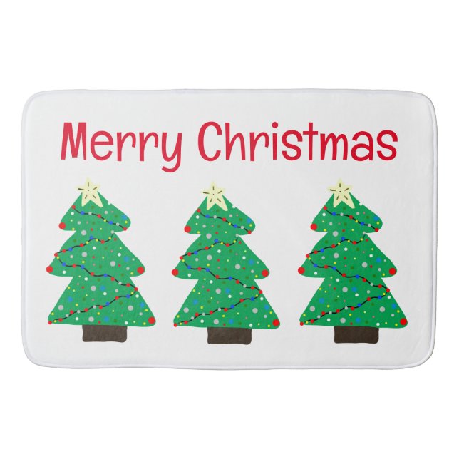 Merry Christmas Trees Bath Mat (Front)