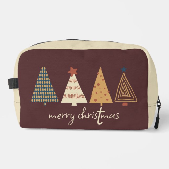 Merry Christmas Trees Brown Dopp Kit (Front)