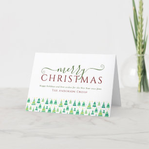 Merry Christmas Trees Business Company Logo Holiday Card