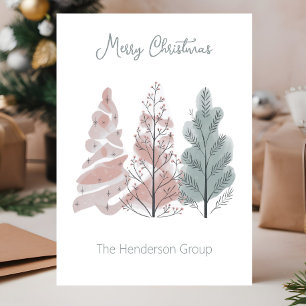 Merry Christmas Trees Business Company QR Code Postcard