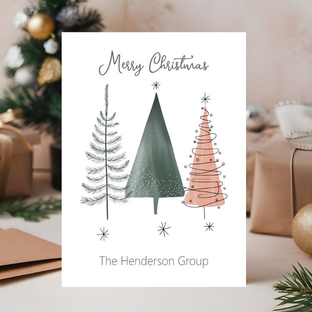 Merry Christmas Trees Business Company QR Code Postcard (Creator Uploaded)