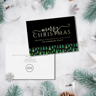 Merry Christmas Trees Business Logo Gold Foil Holi Holiday Card