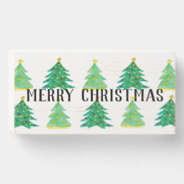 Merry Christmas Trees Country Gift Wooden Box Sign