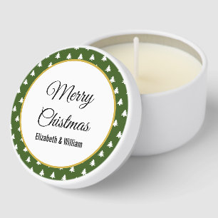 Merry Christmas trees Dark Green Black and White Mini Candle Favors