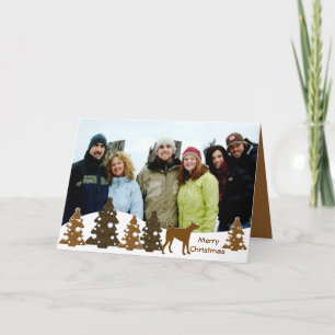 Merry Christmas Trees & Dog GreyHound Holiday Card