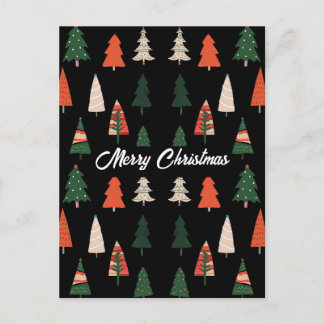 Merry Christmas Trees Festive Holiday Postcard