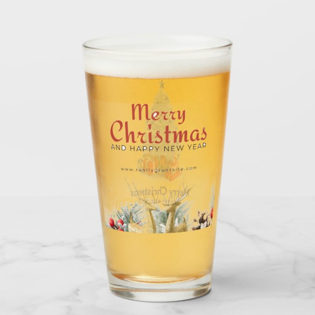 Merry Christmas Tree's Gift's Deer's Glass Cup (Front Filled)