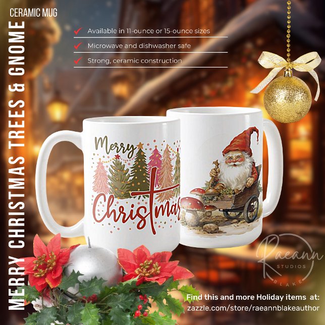Merry Christmas Trees & Gnome Ceramic Mug (Creator Uploaded)