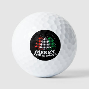 Merry Christmas Trees Green White Red Classic Golf Balls
