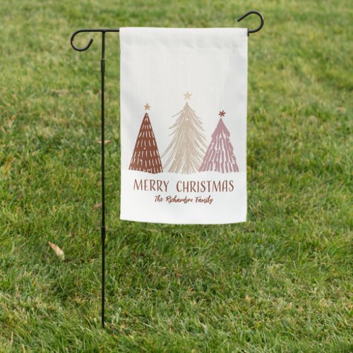 Merry Christmas Trees Holiday Custom Family Name Garden Flag