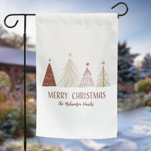 Merry Christmas Trees Holiday Family Name Welcome Garden Flag