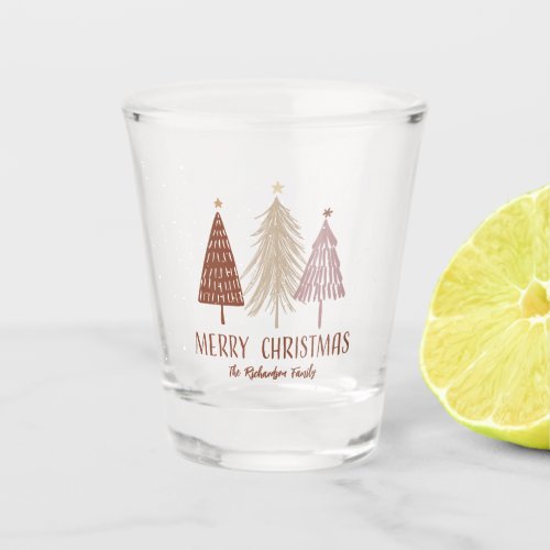 Merry Christmas Trees Holiday Merry Elegant Custom Shot Glass
