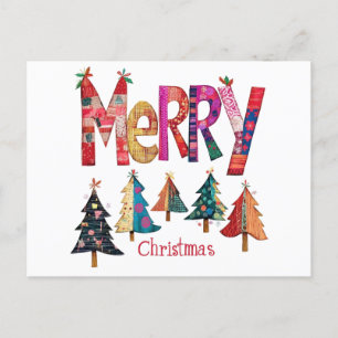 Merry Christmas trees Holiday Postcard