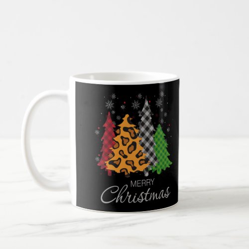 Merry Christmas Trees Leopard Red Plaid Xmas Costu Coffee Mug