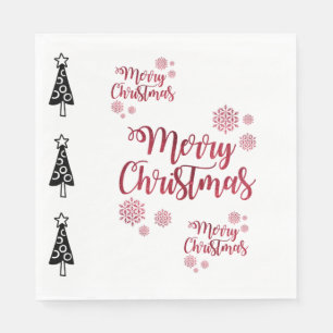 Merry Christmas Trees Paper Napkins, Black Trees Napkins
