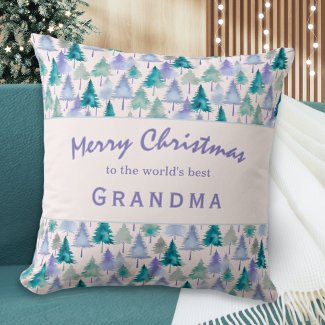 Merry Christmas Trees Pattern Grandma Holiday