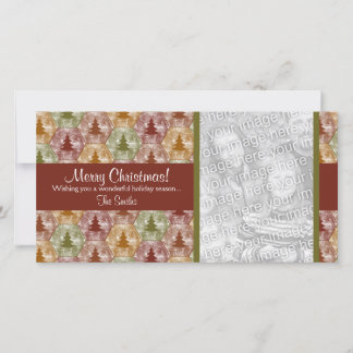 Merry Christmas Trees Photo Card in Red and Green