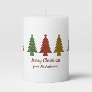 Merry Christmas Trees Pillar Candle