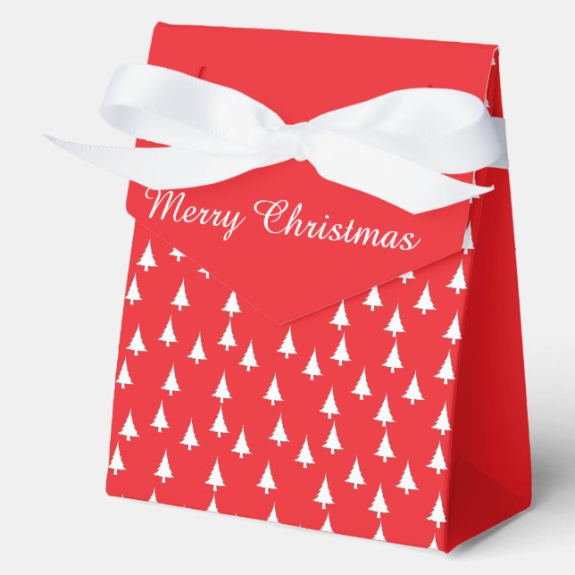 Merry Christmas Trees Red  Favor Boxes (Front)