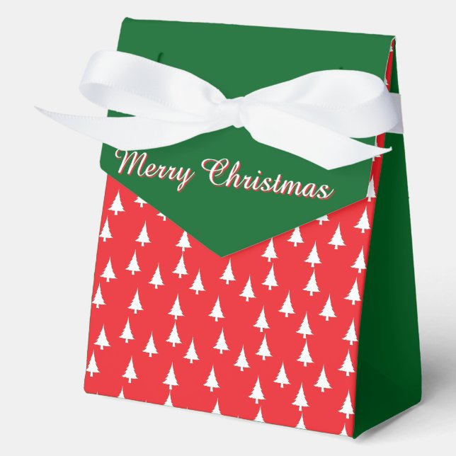 Merry Christmas Trees Red + Green  Favor Boxes (Front)