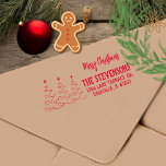 Merry Christmas Trees Return Address RED Self-inking Stamp<br><div class="desc">Address your Envelopes with this modern return address stamp made for the Christmas holiday season featuring three trees and your family name and address in simple modern typography. It will use the red ink.</div>