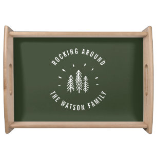 Merry Christmas Trees Rocking Modern Custom Family Serving Tray
