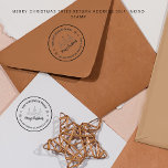 Merry Christmas Trees  Rubber Stamp<br><div class="desc">Use this Merry Christmas with golden trees and snowflakes Return Address rubber stamp to address your envelopes.
Easily update your family name and address in simple modern typography.</div>