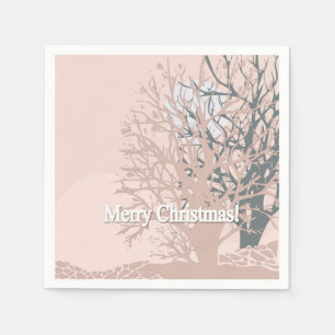 Merry Christmas trees silhouette in blush pink bei Napkins