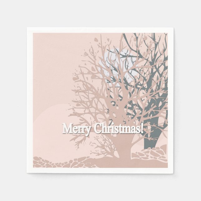 Merry Christmas trees silhouette in blush pink bei Napkins (Front)