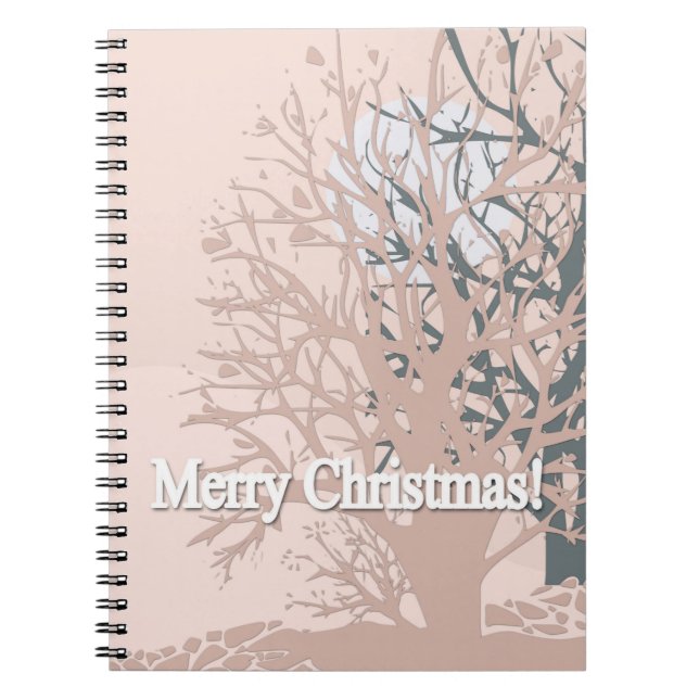 Merry Christmas trees silhouette in blush pink bei Notebook (Front)