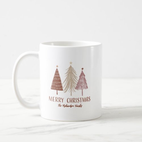 Merry Christmas Trees Snow Holiday Elegant Custom Coffee Mug