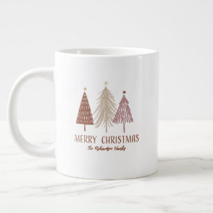 Merry Christmas Trees Snow Holiday Elegant Custom Giant Coffee Mug