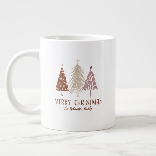 Merry Christmas Trees Snow Holiday Elegant Custom Giant Coffee Mug