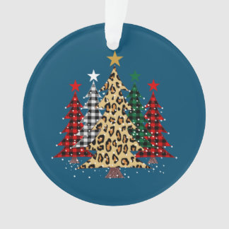 Merry Christmas Trees with Buffalo Plaid & Leopard Ornament