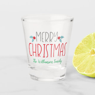 Merry Christmas Trendy and Colorful Shot Glass