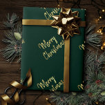 Merry Christmas | Trendy Green and Gold Modern Wrapping Paper<br><div class="desc">Simple and modern style features gold handwritten marker hand lettered calligraphy on traditional Christmas colored backgrounds. For other coordinating colors or matching products,  visit JustFharryn @ Zazzle.com or contact the designer,  c/o Fharryn@yahoo.com  All rights reserved. #zazzlemade #christmasdecor</div>