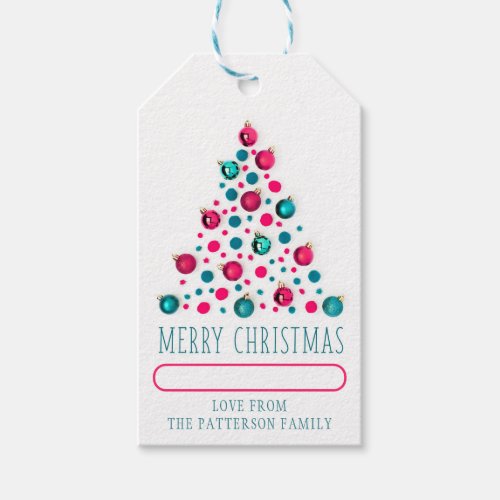 Merry Christmas Trendy Modern Ornament Tree Gift Tags