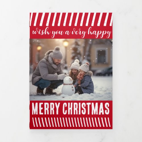 Merry Christmas Trifold Letter Fold Holiday Card