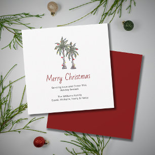 Merry Christmas Tropical Beach Palm Trees Holiday Card
